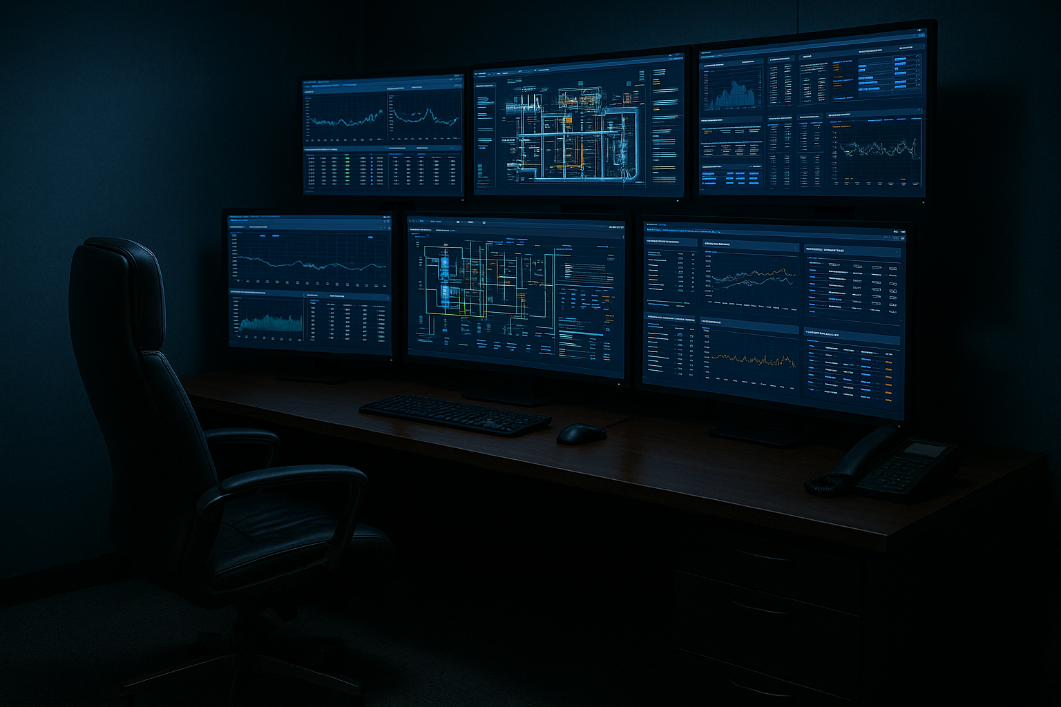 Operations control room monitors